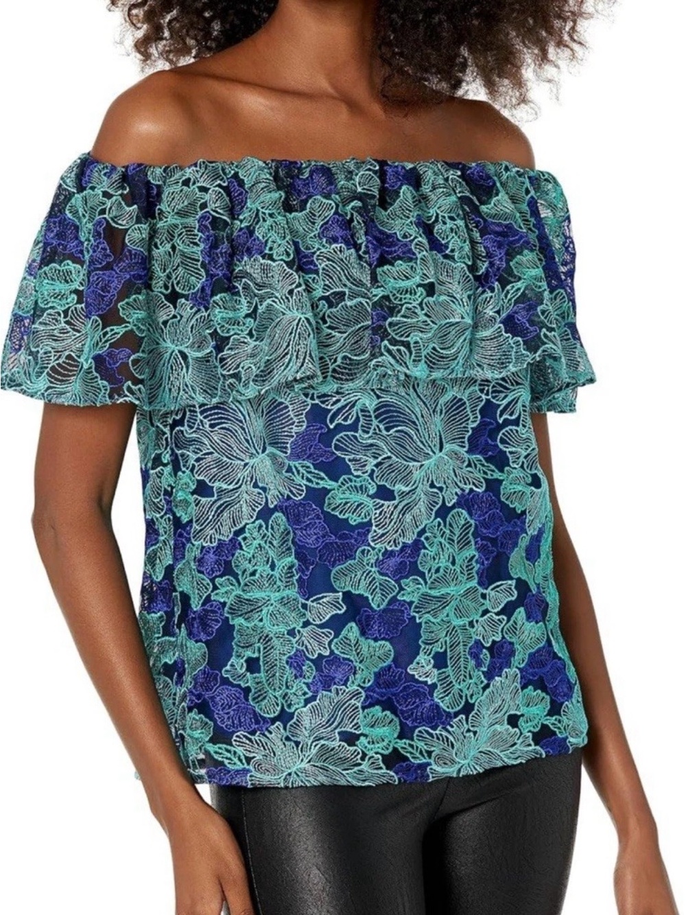 Trina Turk “Wisdom” off-the-shoulder embroidered top Sz XS. MSRP $248